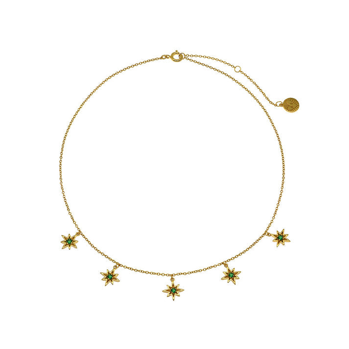 Ziggy Tiny Star Choker Necklace - Emerald/Gold - AS22SGN03