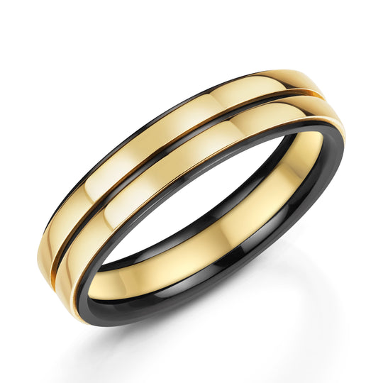 Zirconium & 9ct Yellow Gold Wedding Ring, 5.5mm