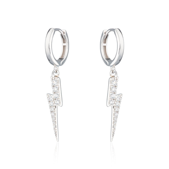 Lightning Hoop Earrings - Silver - SPS-259