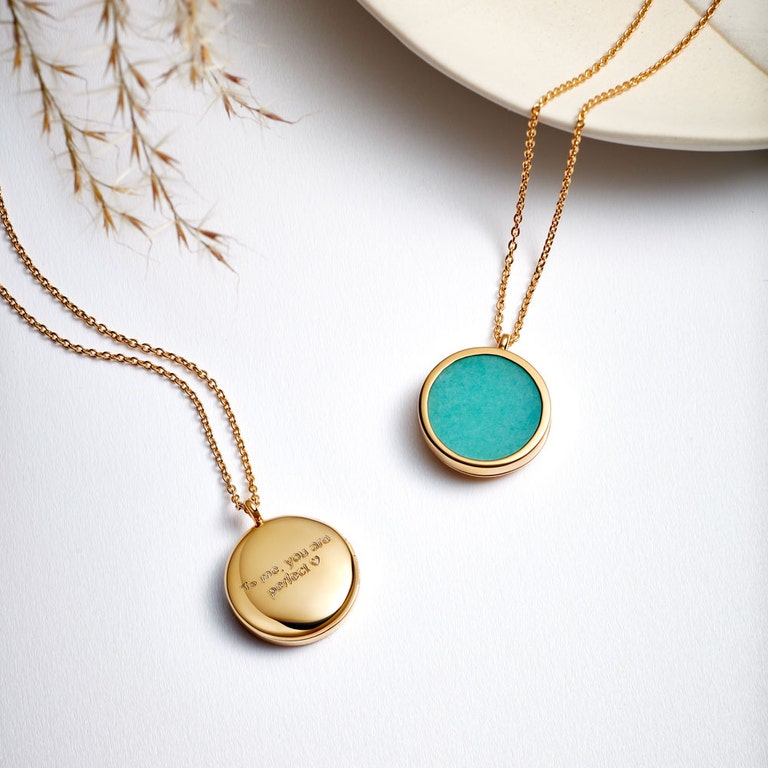 Stilla Amazonite Locket Necklace - Gold - 39094YTQN