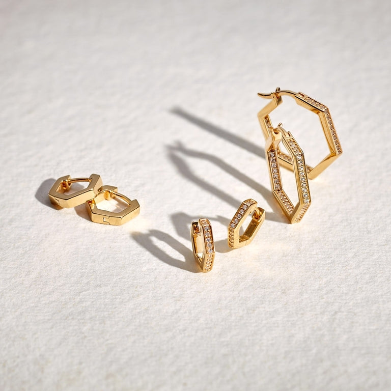 Deco Mini Hoop Earrings - Gold - 48019YNOE