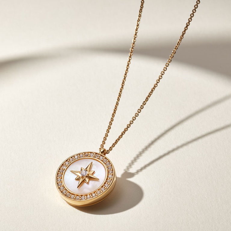 Large Polaris Mother of Pearl Locket - Gold - 50036YWTN