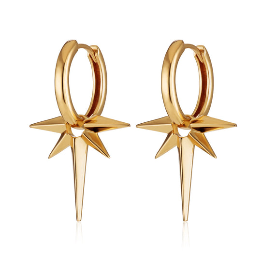 Angel Star Charm Hoop Earrings - Gold - SPG-51a-194