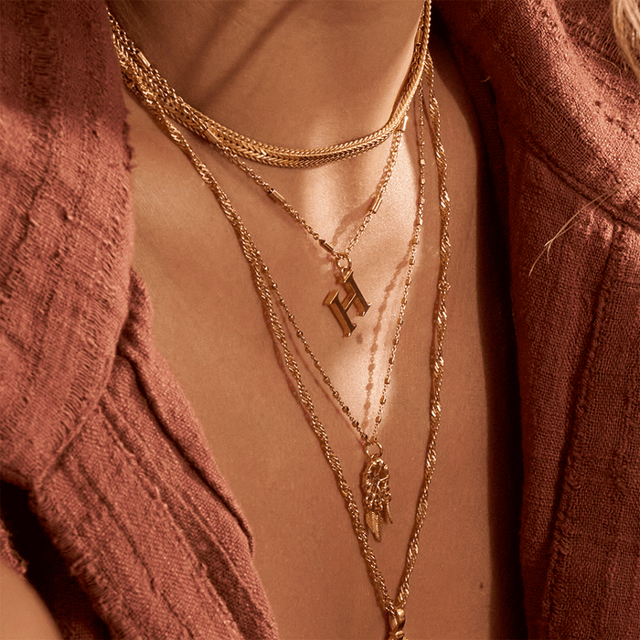 Delicate Cube Chain Dream Catcher Necklace - Gold - GNDC3291