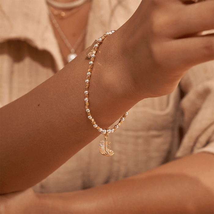 Curved Feather Bracelet - Gold/Silver - GMBCFB2567