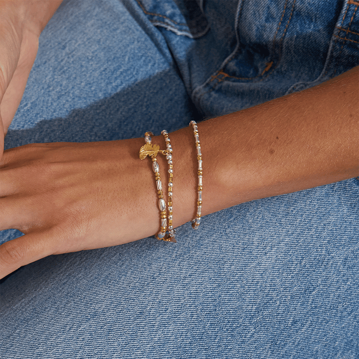 Curved Feather Bracelet - Gold/Silver - GMBCFB2567