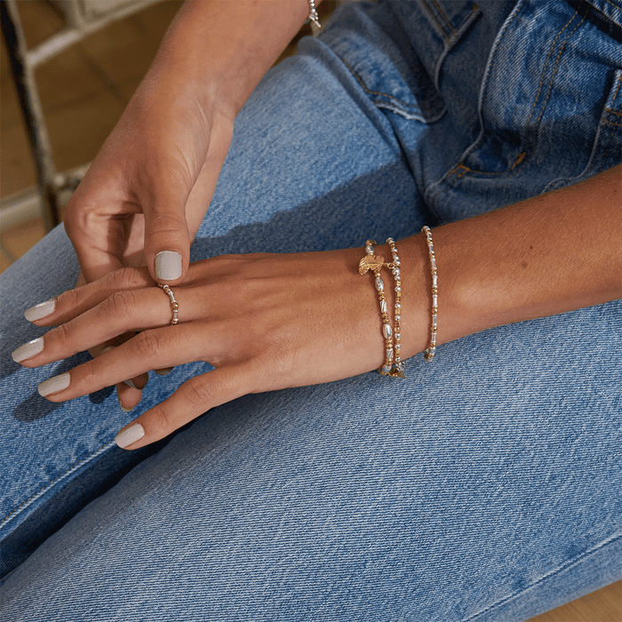 Curved Feather Bracelet - Gold/Silver - GMBCFB2567