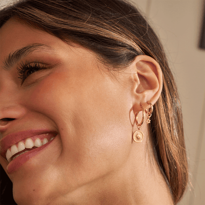 Sun Catcher Hoop Earrings - Gold - GEH3199