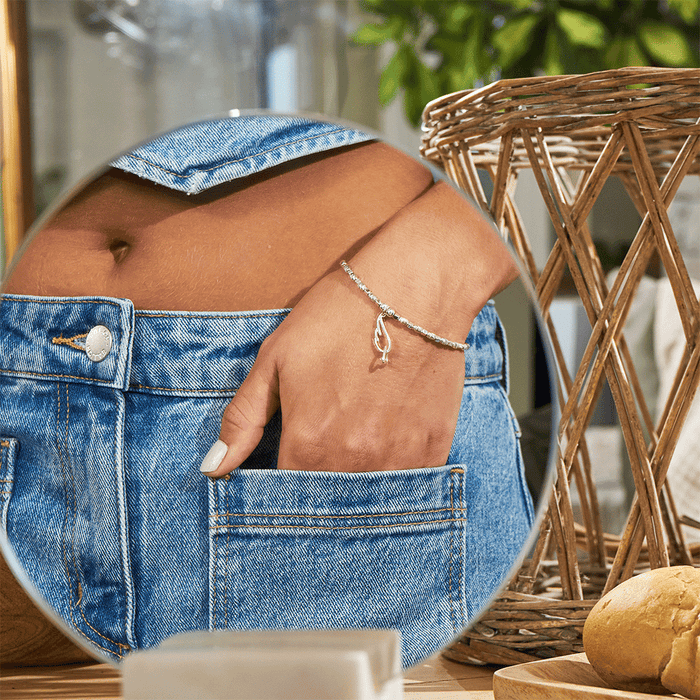 Soul Glow Interlocking Heart & Angel Wing Bracelet - Silver - SBCFR3238