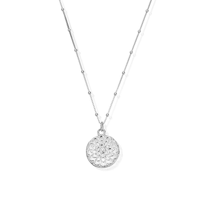 Bobble Chain Moonflower Necklace - Silver - SNBB721
