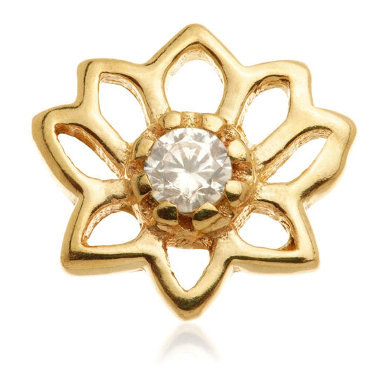 Internal Open Lotus Flower Gem Attachment Earring - 14ct Yellow Gold - TLQ198-14K-Y