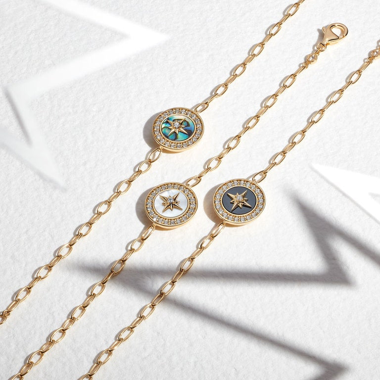 Polaris Mother of Pearl Compass Bracelet - Gold - 50038YWTB