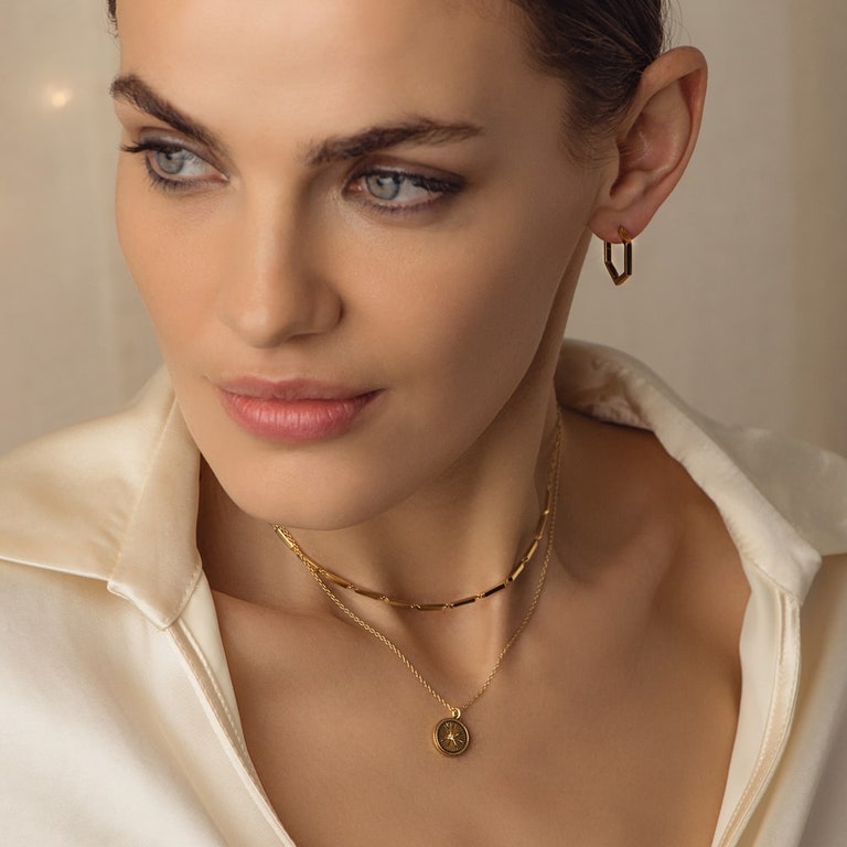 Celestial Compass Pendant Necklace - Gold - 42061YNON