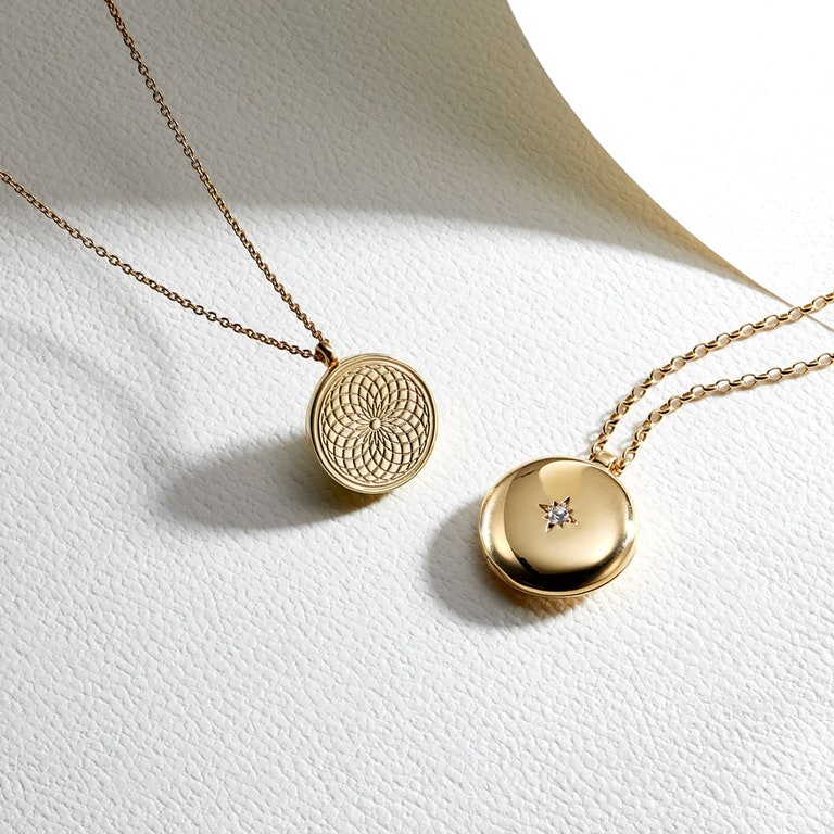 Celestial Radial Locket Necklace - Gold - 42066YNON