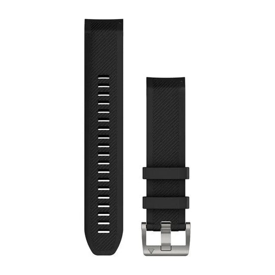 QuickFit Watch Strap, 22mm - Black Silicone (Silver)