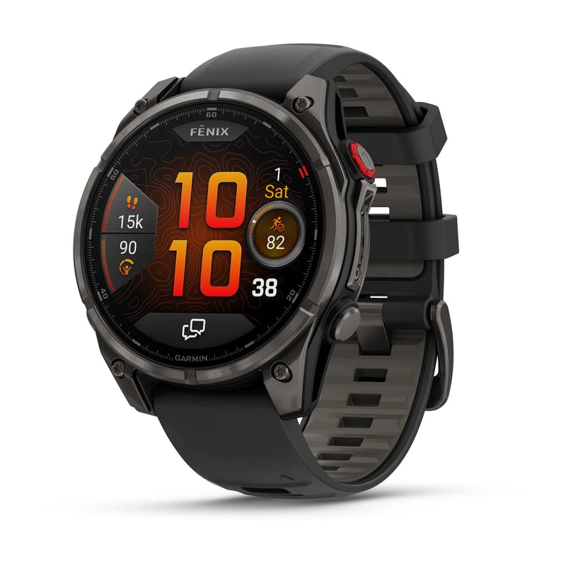 Fenix 8 Pro GPS Smartwatch AMOLED, 47mm - Sapphire, Carbon grey DLC titanium with Black/pebble grey silicone band - 010-03198-01