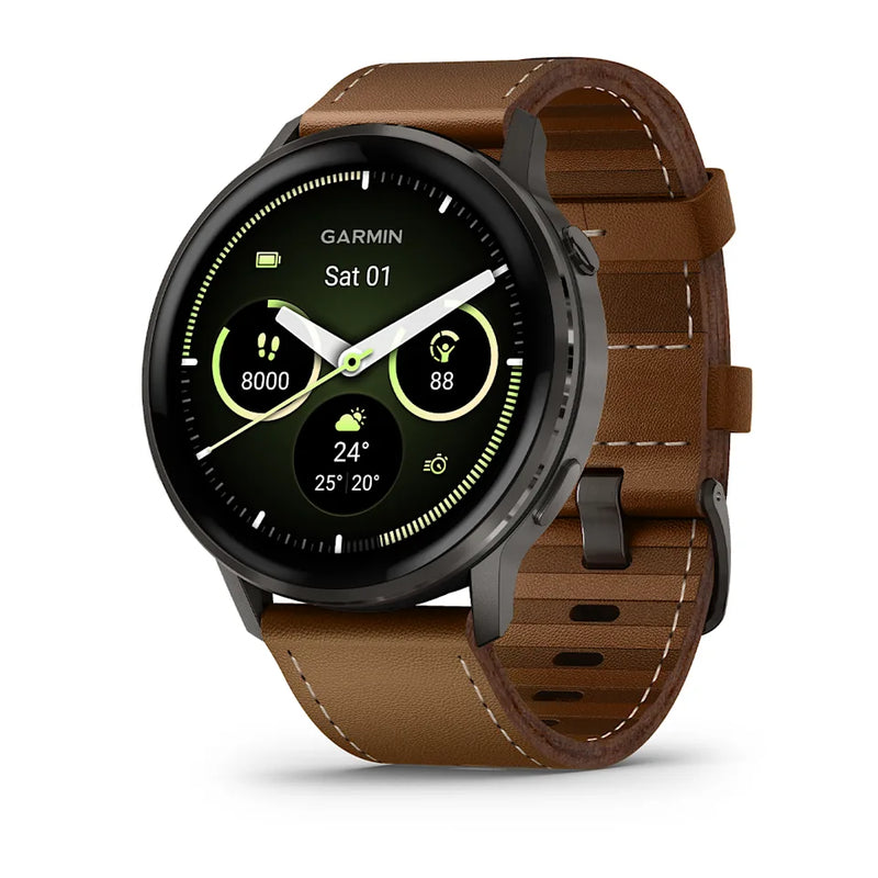 Venu 4 Smartwatch, 45mm - Slate with Black Silicone Band and Brown Leather Band - 010-03014-03