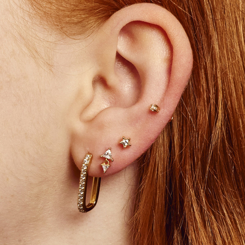 Diamond Silhouette Flat Back Earring (Single Earring) - Gold - SPG-35