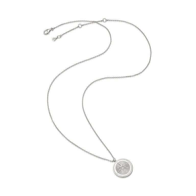 Celestial Compass Locket Necklace - Silver - 42064SNON