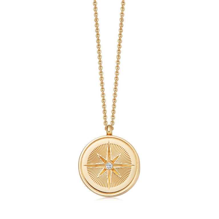 Celestial Compass Locket Necklace - Gold - 42064YNON