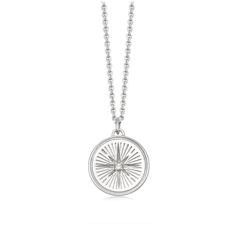 Celestial Compass Pendant Necklace - Silver - 42061SNON