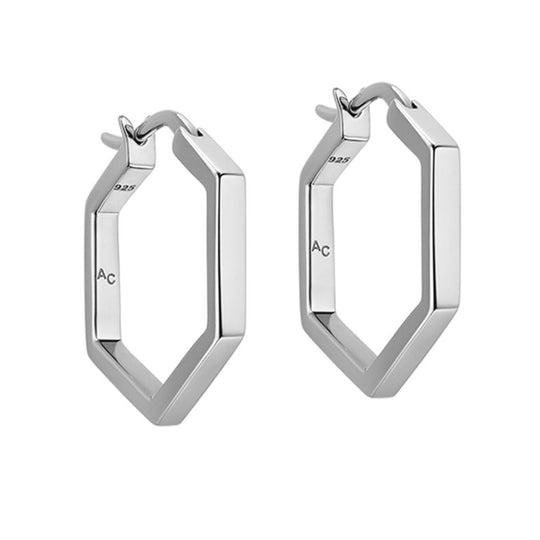 Deco Medium Hoop Earrings - Silver - 48020SNOE