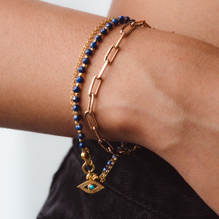 Biography Lapis Evil Eye Bracelet - Gold - 37502YBEB