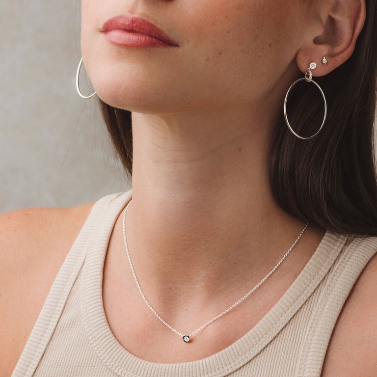 Polaris White Sapphire Star Set Pendant - Silver - 50032SNON