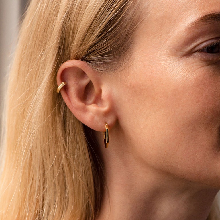 Deco Medium Hoop Earrings - Gold - 48020YNOE