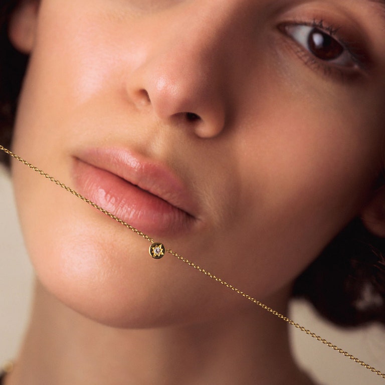 Polaris White Sapphire Star Set Pendant - Gold - 50032YNON