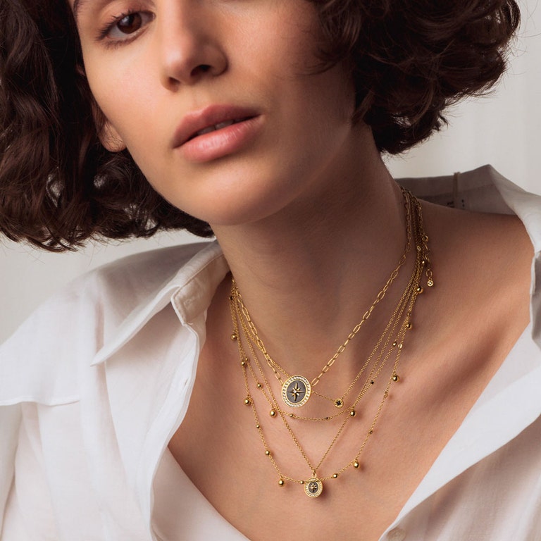 Polaris Black Spinel Star Set Pendant - Gold - 50032YBKN