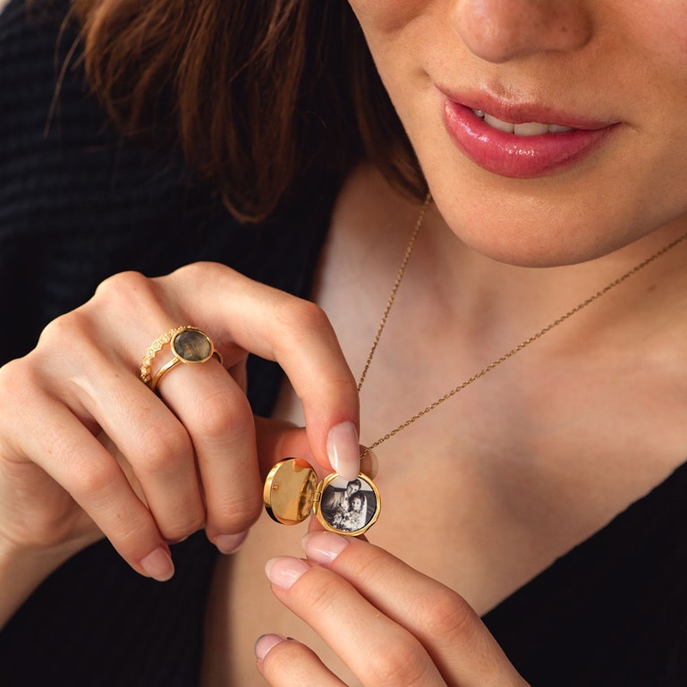 Stilla Black Onyx Locket - Gold - 39094YBKN