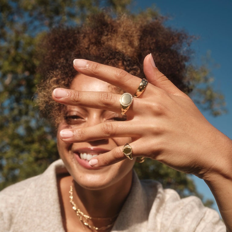 Celestial Tiny Star Wide Band Ring - Gold - 52002YNOR