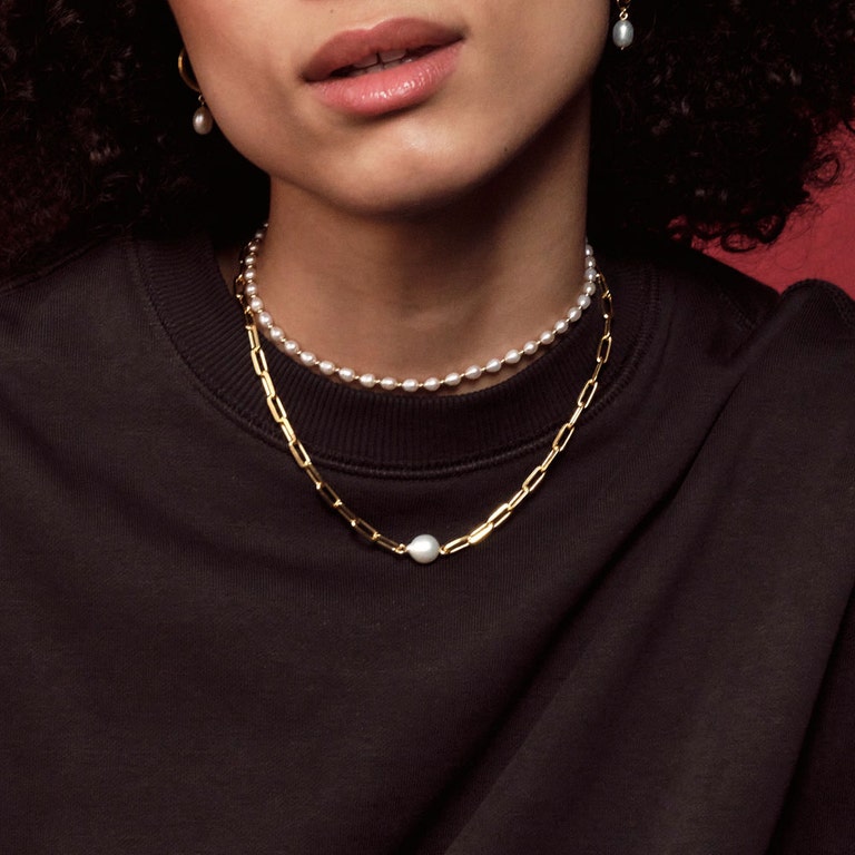 Celestial Single Pearl Necklace - Gold - 56116YWTN