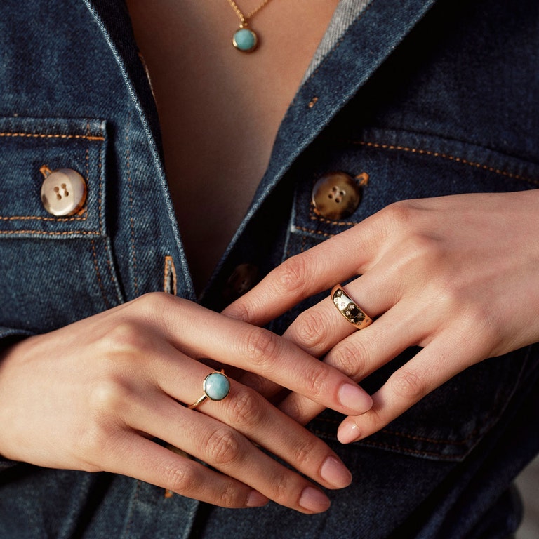 Celestial Tiny Star Wide Band Ring - Gold - 52002YNOR