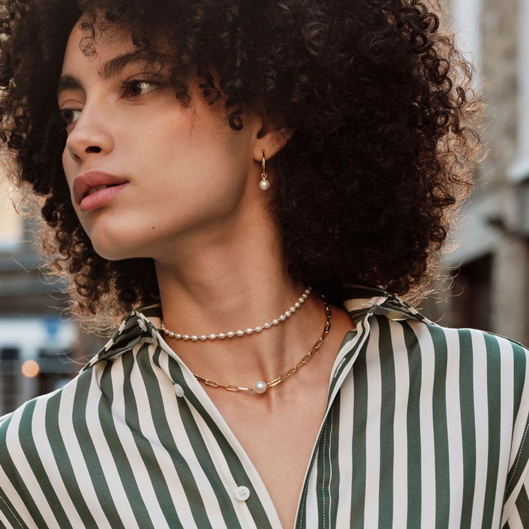 Celestial Single Pearl Necklace - Gold - 56116YWTN