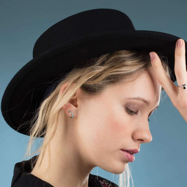 Teeny Tiny Stud Earrings - Silver/Turquoise - SPESSS140