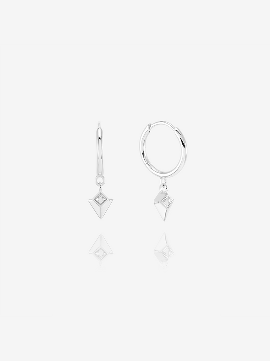 Arrow Spike Huggie Hoop Earrings - Silver - NSE2S
