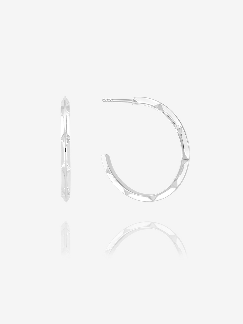 Large Arrow Spike Hoop Earrings - Silver - NSE4S