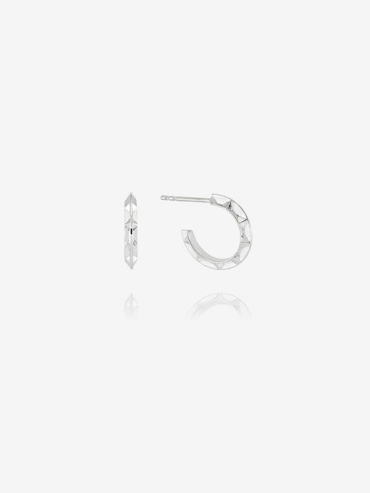 Mini Arrow Spike Hoop Earrings - Silver - NSE3S