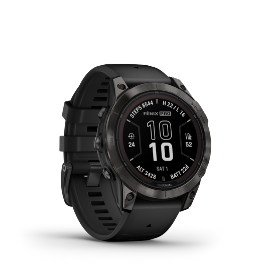 Fenix 7 Pro, 47mm, Sapphire Solar Edition - Carbon Grey DLC Titanium With Black Band - 010-02777-11