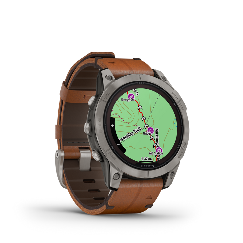 Fenix 7 Pro, Sapphire Solar Edition, 47mm - Titanium with Chestnut Leather Band - 010-02777-30