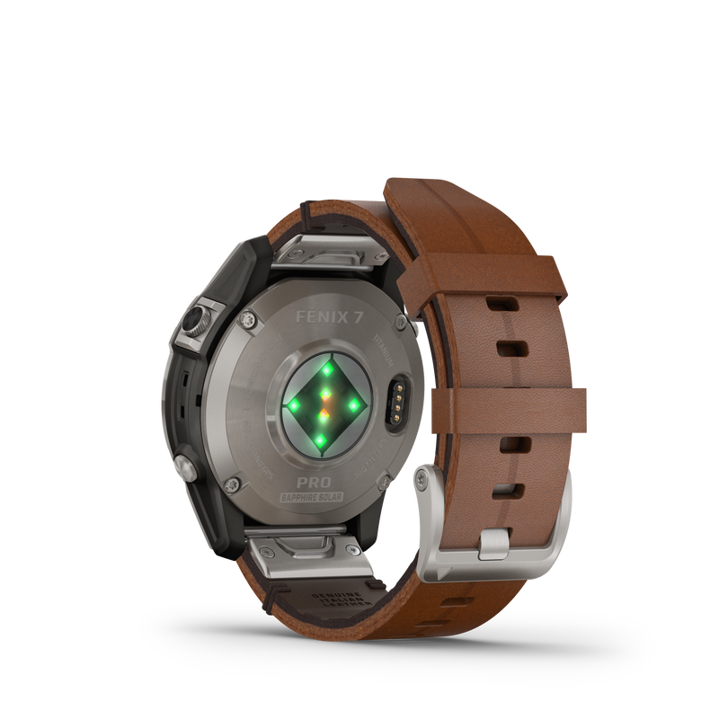 Fenix 7 Pro, Sapphire Solar Edition, 47mm - Titanium with Chestnut Leather Band - 010-02777-30