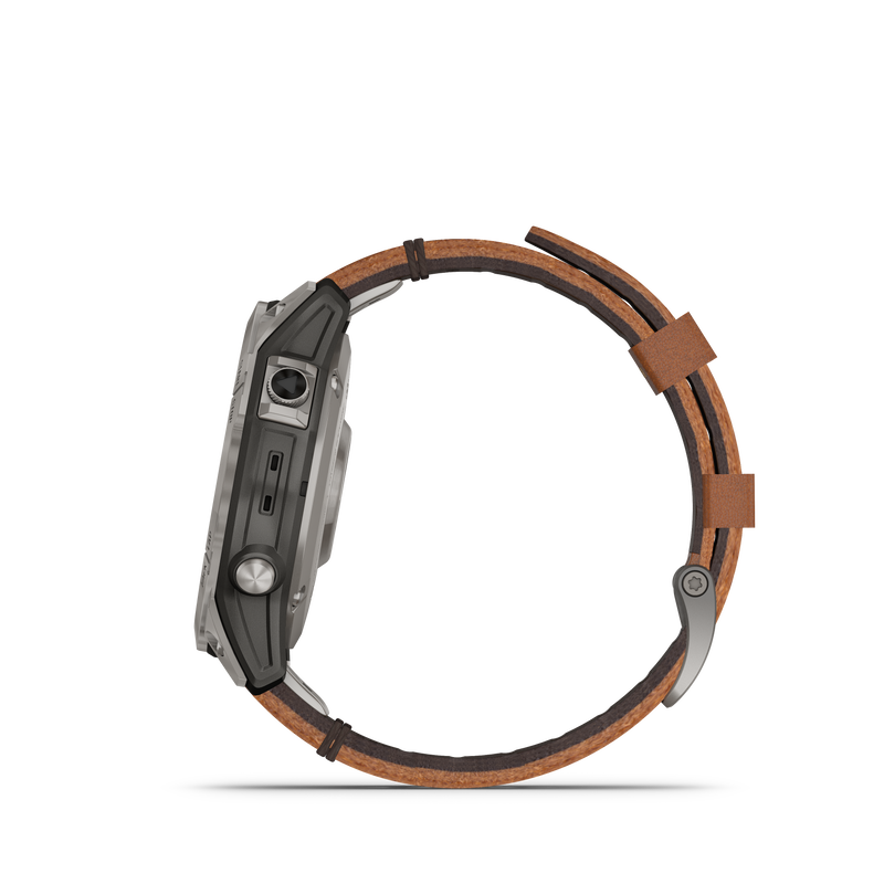 Fenix 7 Pro, Sapphire Solar Edition, 47mm - Titanium with Chestnut Leather Band - 010-02777-30