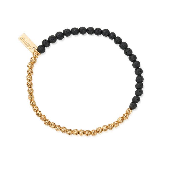 Men's Black Lava Principal Bracelet - Gold - GBBLHAMM
