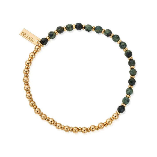 Men's Kambaba Jasper Half & Half Bracelet - Gold - GBKJRBM