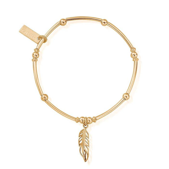 Mini Noodle Ball Filigree Feather Bracelet - Gold - GBMNB1089