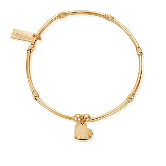 Mini Noodle Sparkle Rice Love Heart Bracelet - Gold - GBMNSR1075