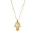 Moon & Star Hamsa Hand Pendant Necklace - Gold - GCDC1618