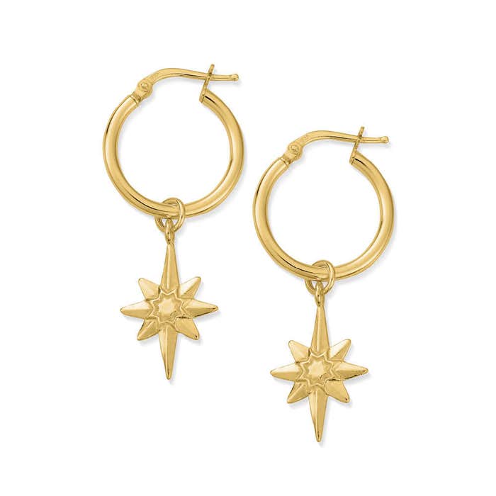 Lucky Star Hoop Earrings - Gold - GEH2087